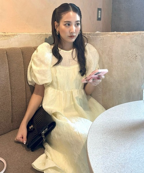 ANDRESD ドレス バブルスリーブジャガードドレス / bubble sleeve