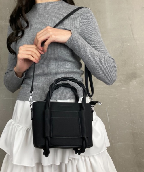 ショルダーバッグ バッグ ねじねじハンドル スクエアバッグ ミニバッグ
