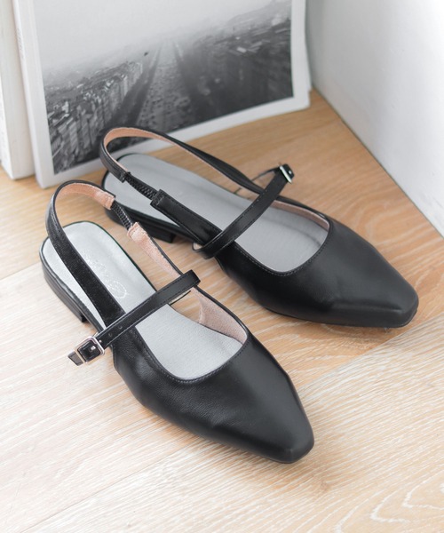 SESTO（セスト） パンプス スクエアトゥバックストラップメリー