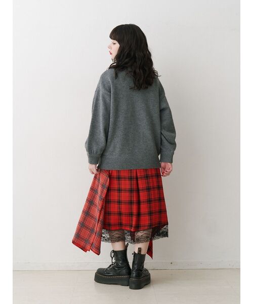 jouetie（ジュエティ） スカート アシメヘムレースチェックスカート