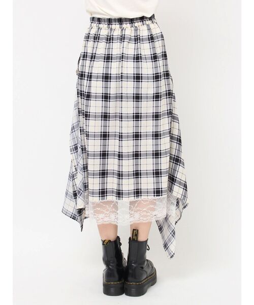 jouetie（ジュエティ） スカート アシメヘムレースチェックスカート