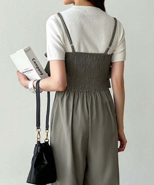 COCOMOMO サロペット オーバーオール スラっと美シルエット。 フリル