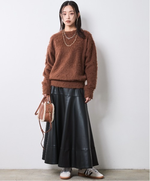 CHIC STYLE（シックスタイル） スカート フェイクレザーフレアスカート