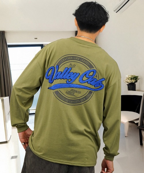 tシャツ バックプリント グラフィック ロンT サガラ刺繍 ロゴ 長袖 T