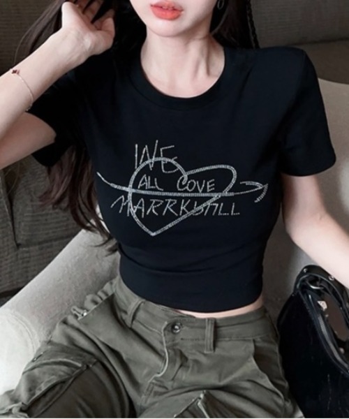 LADY LIKE（レディライク） tシャツ 「新色追加」ラインストーンハート