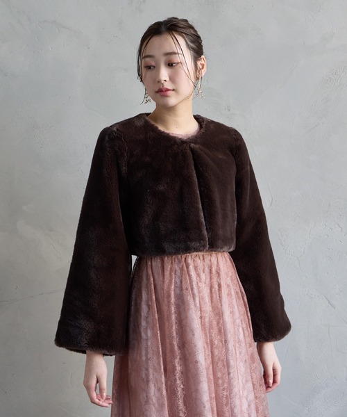 AIMER（エメ） ジャケット ノーカラージャケット エコファーノーカラー