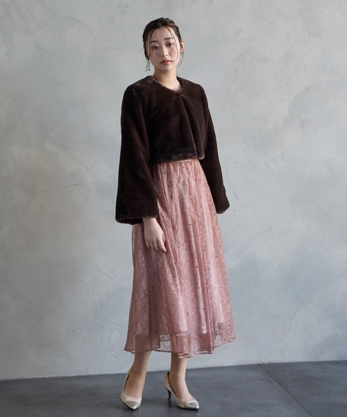 AIMER（エメ） ジャケット ノーカラージャケット エコファーノーカラー