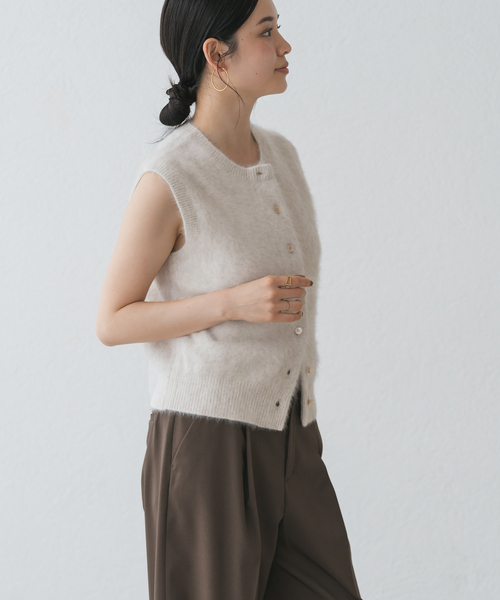 NOBLE（ノーブル） ベスト ジレ FOX/Caファーニットフロントボタン