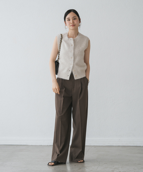 NOBLE（ノーブル） ベスト ジレ FOX/Caファーニットフロントボタン