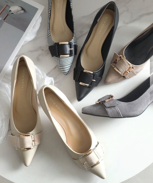 AmiAmi（アミアミ） パンプス べっ甲バックル付きポインテッドトゥ