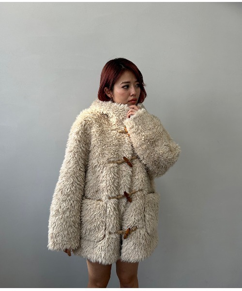 ダッフルコート コート フード付き トグルボタン ファーコート