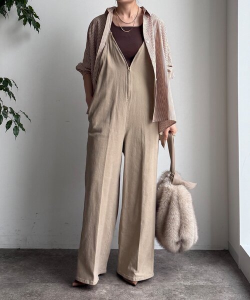 DouDou（ドゥドゥ） オールインワン 細紐デニムフロントジップ