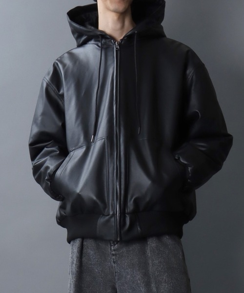 SITRY（シトリー） ブルゾン アウター Synthetic Leather Zip Hoodie