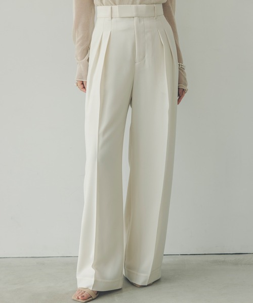 anuans（アニュアンス） パンツ ツータックワイドパンツ レディース