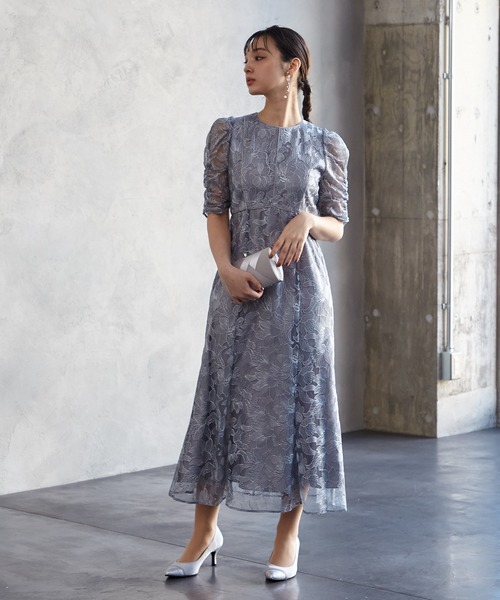 AIMER（エメ） ドレス チュールエンブロイダリーレースパイピング