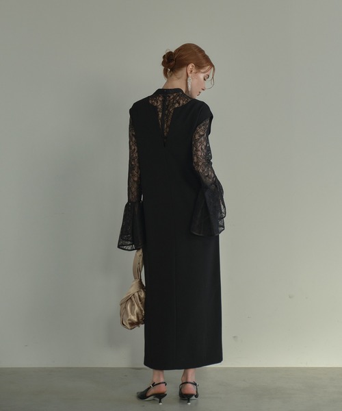 ANDRESD ドレス ベルスリーブスリットドレス / bell sleeve slit dress