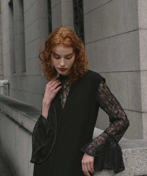 ANDRESD ドレス ベルスリーブスリットドレス / bell sleeve slit dress