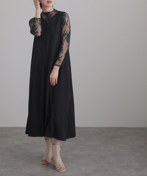 atlo（アトロ） ドレス ジレレイヤード風お呼ばれ パーティードレス 袖