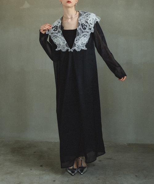 et.UNiVER ドレス Big collar A-line dress : ZOZOTOWN Yahoo!店