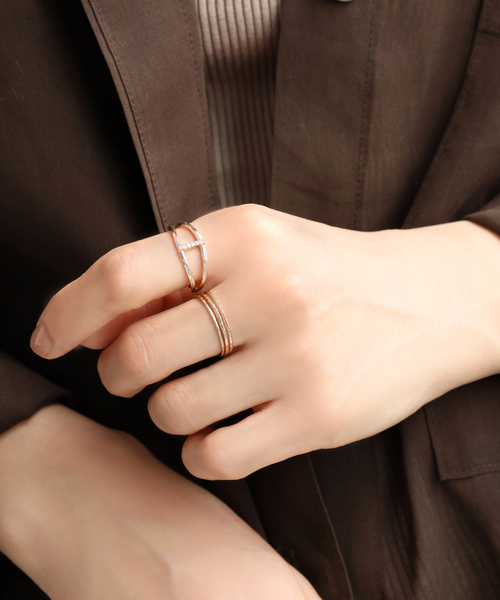 Lilas 指輪 リング テクスチャー3本リング K10 レディース : ZOZOTOWN