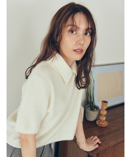 Mila Owen（ミラオーウェン） ニット セーター ポロ衿クロップド丈