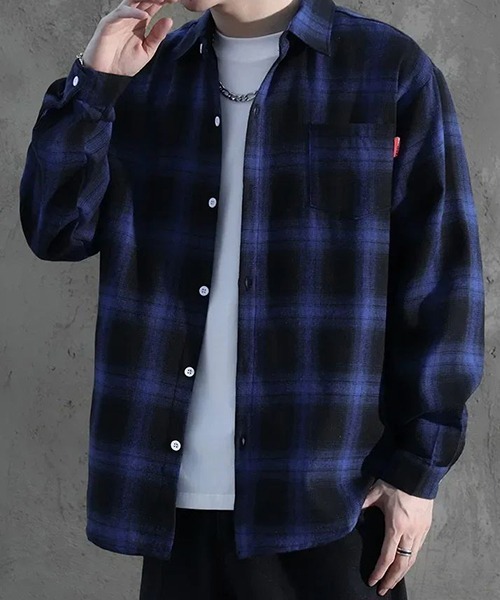 NO WAY シャツ /Bz/オンブレチェックシャツ メンズ レディース