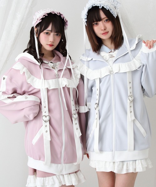 DearMyLove パーカー ジャージフリルパーカーワンピース レディース