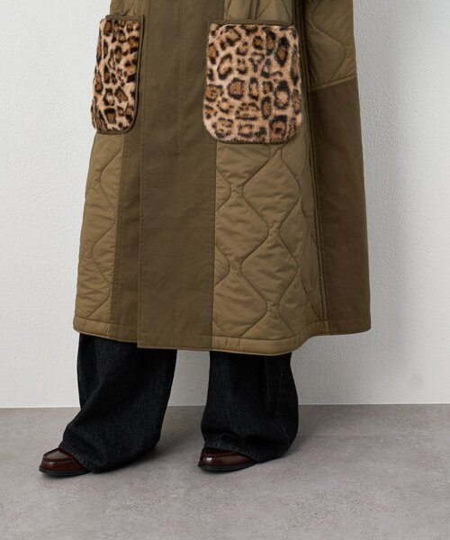 etsinta（エシンタ） ノーカラーコート コート 「etsinta」ファー切替