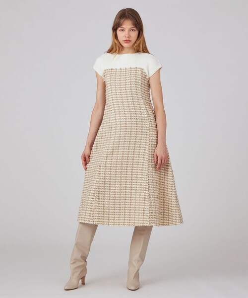 Ballsey（ボールジィ） ワンピース ニットコンビツイード フレンチ