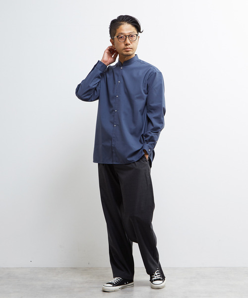 MEN'S MELROSE シャツ TWトロピカルスタンドカラーオーバーシャツ