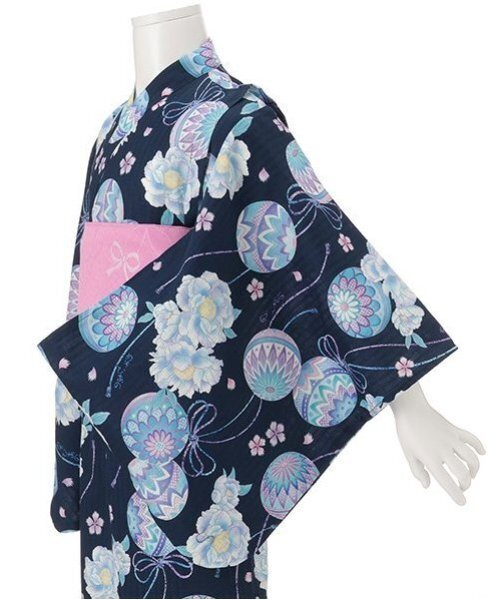 mezzo piano 浴衣 手毬フラワー柄 浴衣 キッズ 子供 女の子 : ZOZOTOWN