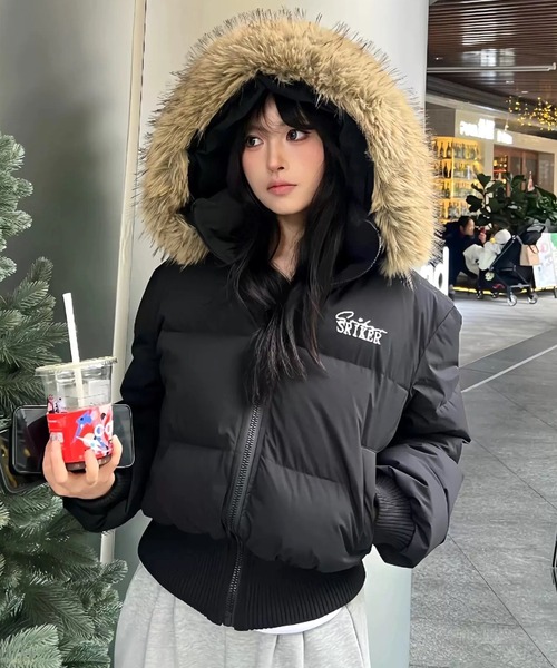 SHEENA（シーナ） ブルゾン アウター ワンポイント刺繍ロゴファー