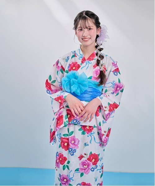 mezzo piano Junior（メゾピアノ ジュニア） 浴衣 「接触冷感」椿柄