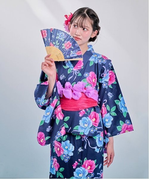 mezzo piano Junior（メゾピアノ ジュニア） 浴衣 「接触冷感」椿柄