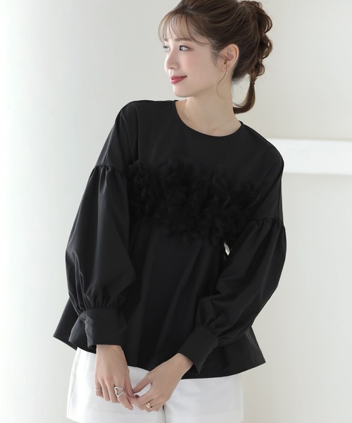 MERAKI ブラウス シャツ 胸フリル長袖ブラウス レディース : ZOZOTOWN