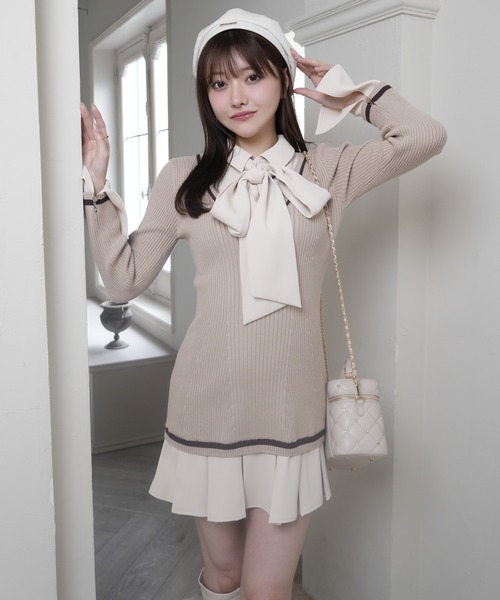 LIP SERVICE（リップサービス） ワンピース シャツドッキングプリーツ