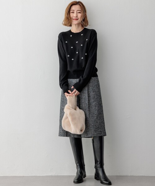 23区（ニジュウサンク） パンツ ヘリンボーンループツイード ハーフ