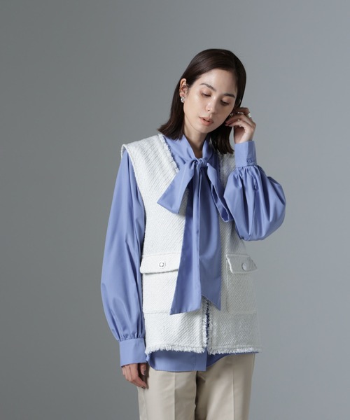 NANO universe（ナノ・ユニバース） ベスト ジレ フリンジツイード