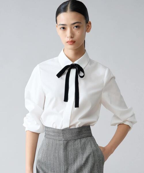 Tiara（ティアラ） ブラウス シャツ バイカラーリボンシャツブラウス