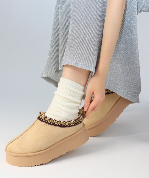 Dedes（デデス） ブーツ 厚底 ファースリッポン ムートンショート