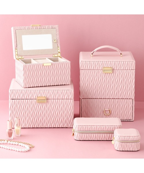 Francfranc（フランフラン） 収納 エンボス コスメボックス ピンク