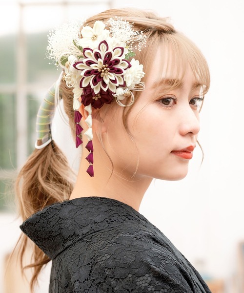 SOUBIEN（創美苑） つまみ細工 flower髪飾り3点セット レディース