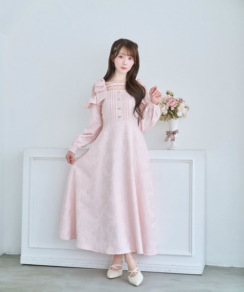 Rose Muse（ロゼミューズ） ワンピース Lace switching jacquard dress