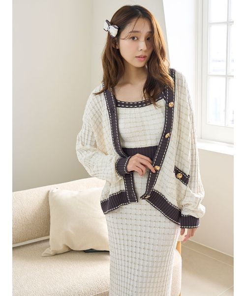 SNIDEL HOME パジャマ ルームウェア ラメニットツイードカーディガン