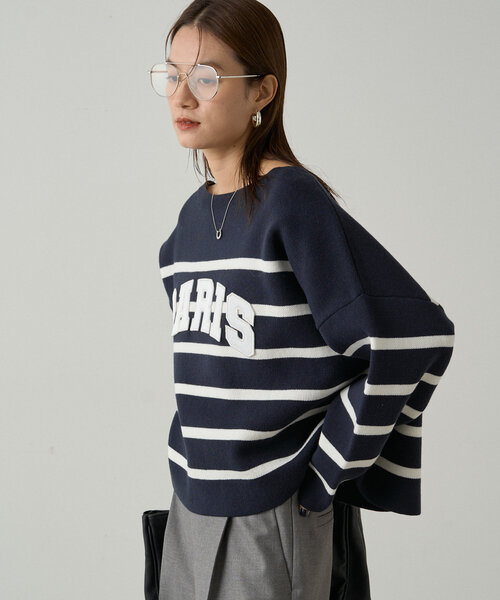 Loungedress（ラウンジドレス） ニット セーター ボーダーロゴニット