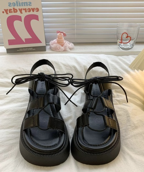 サンダル レースアップ厚底サンダル レディース : ZOZOTOWN Yahoo!店