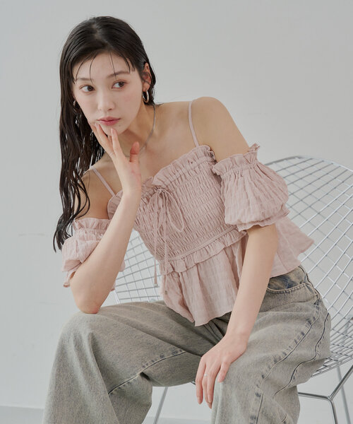 Chico（チコ） ブラウス シャツ 「マルチウェイ」シャーリングリボン