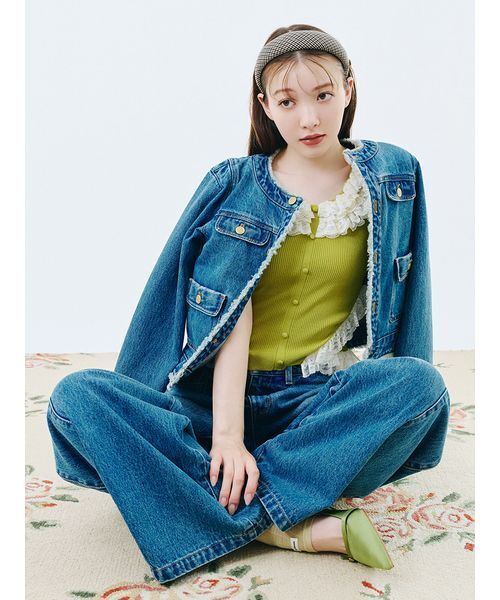 LILY BROWN（リリーブラウン） デニムジャケット gジャン ノーカラー