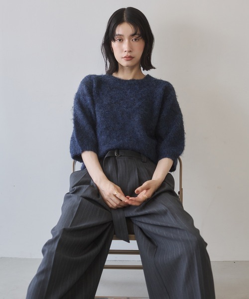 hunch（ハンチ） ニット セーター モヘアタッチ 半袖ニット レディース