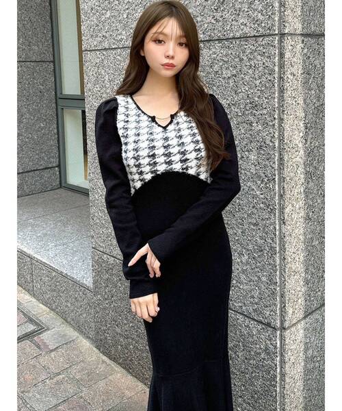 RESEXXY（リゼクシー） ワンピース ハウンドトゥースマーメイドニット